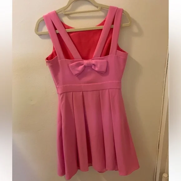 Kate Spade Pink Bow Back Crepe Fit &, Flare Dress